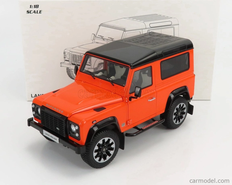 Lcd-model Land rover Defender 90 Works V8 70th Edition 2018 1:18 Orange