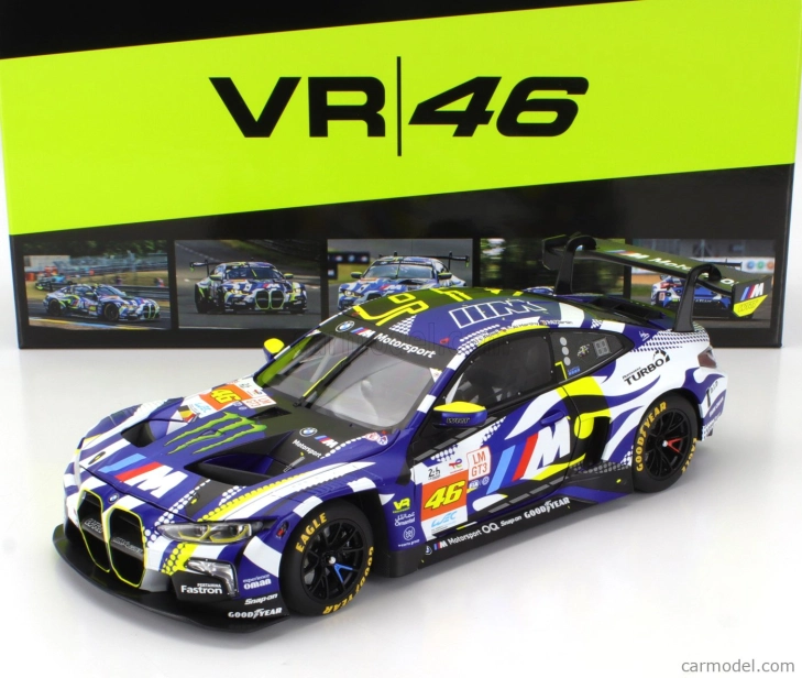 Minichamps BMW 4-series M4 Gt3 Team Wrt N 46 24h Le Mans 2024 Valentino Rossi - Maxime Martin - Ahmad Al Harthy 1:18 Modrá Bílá Černá