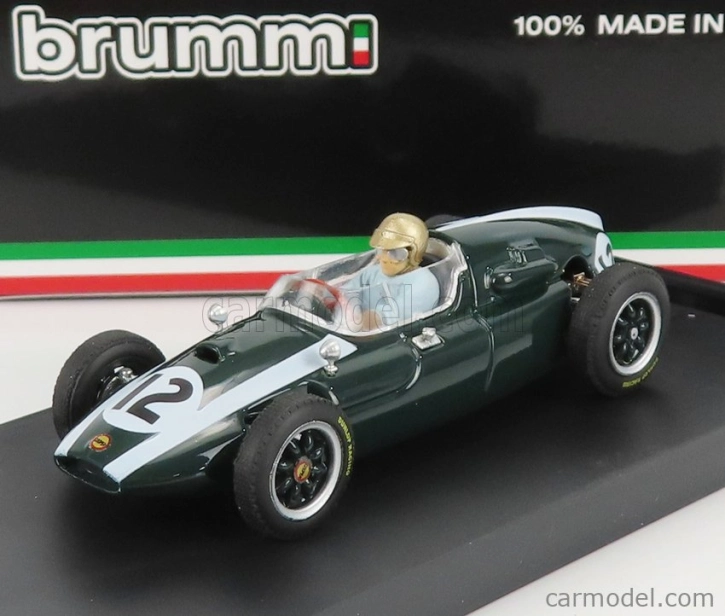 Brumm Cooper F1 T51 Climax N 12 Winner British Gp Jack Brabham 1959 Majster sveta - s figúrkou vodiča 1:43 Zelená biela
