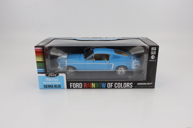 Greenlight Ford USA Mustang Fastback Coupe 1968 - Ford Rainbow Of Colors 1:18, modrá