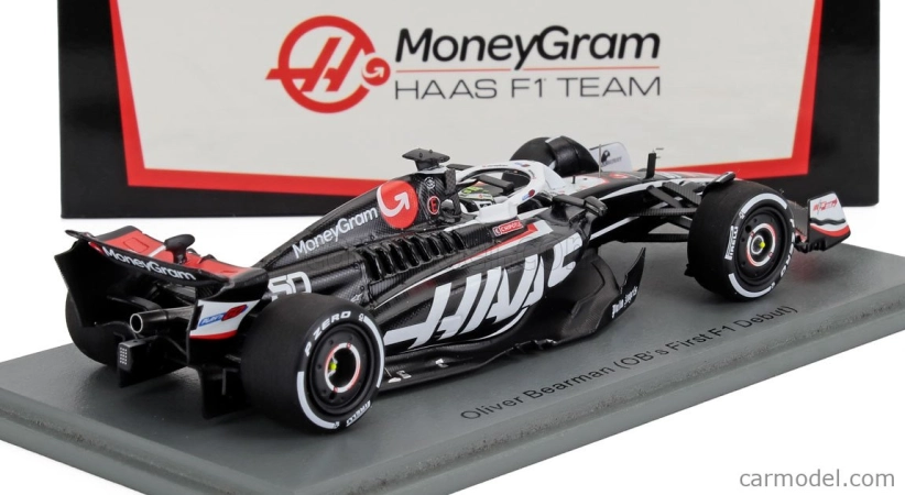 Spark-model Haas F1 Fw24 Team Moneygram Haas N 50 Azerbaijan Gp 2024 Oliver Bearman 1:43 Black White