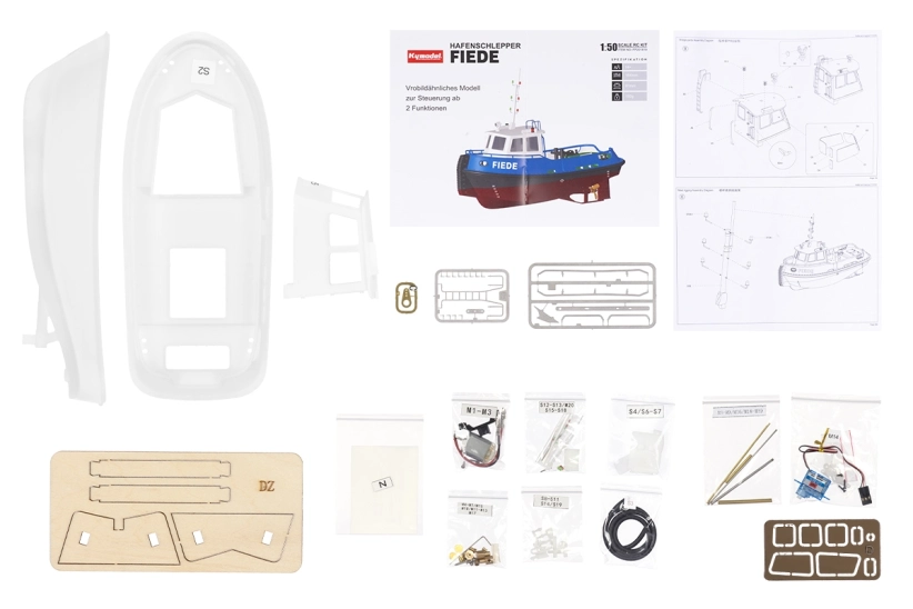 RC stavebnica Fiede prístavný remorkér 1:50 kit