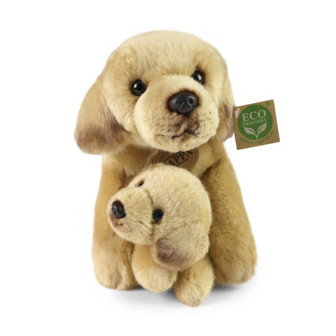 Rappa Plyšový labrador s mláďaťom ležiaci 25 cm ECO-FRIENDLY