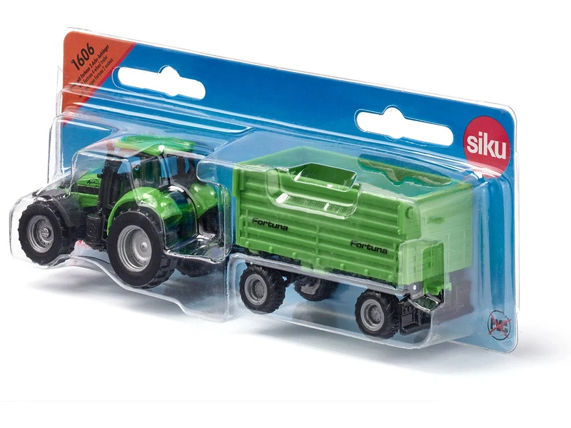 SIKU Blister - Traktor DEUTZ-FAHR s vlečkou Fortuna