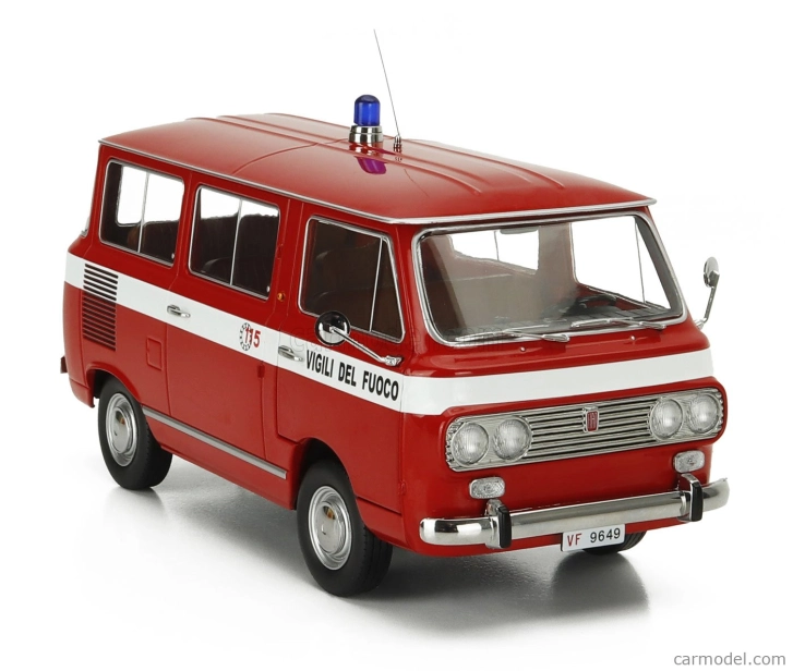 Mitica-diecast Fiat Fiat 850 Familiare Vigili Del Fuoco 1970 - Interno Brown 1:18 Red