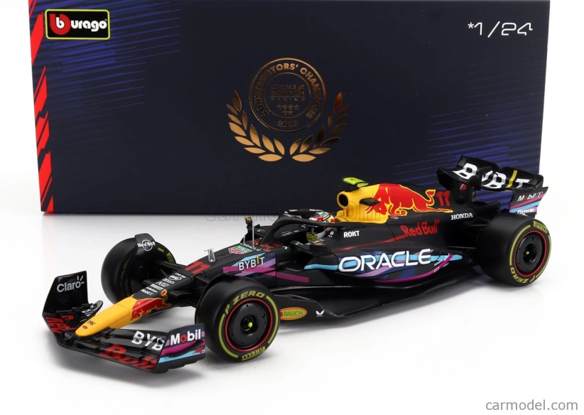 Bburago Red bull F1 Rb19 Team Oracle Red Bull Racing N 11 2nd Miami Gp 2023 Sergio Peréz – With Pilot And Showcase 1:24 Matt Blue