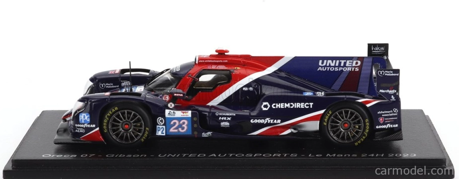 Spark-model Oreca 07 Gibson Gk428 4.2l V8 Team United Autosports N 23 24h Le Mans 2023 T.blomqvist - O.jarvis - J.pierson 1:43 Blue Red