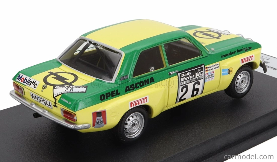 Trofeu Opel Ascona 1.9 Sr (night Version) N 26 Rally Rac Lombard 1973 Walter Rohrl - Jochen Berger 1:43 Zelená Žlutá