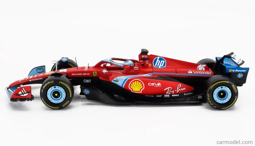 Bburago Ferrari F1 Sf-24 Team Scuderia Ferrari N 16 3rd Miami Gp 2024 Charles Leclerc 1:18 Červená Černá Světle Modrá