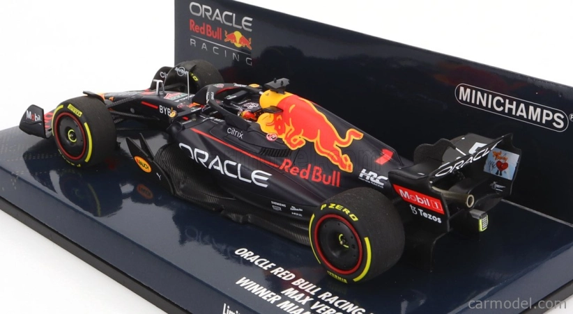 Minichamps Red bull F1 Rb18 Team Oracle Red Bull Racing N 1 Majster sveta Miami Gp 2022 Max Verstappen 1:43 Matná modrá žltá červená