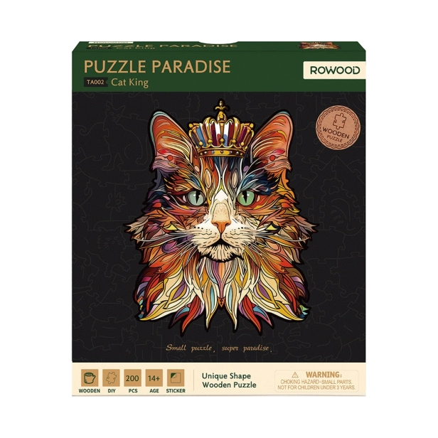 RoboTime Drevené puzzle Cat King