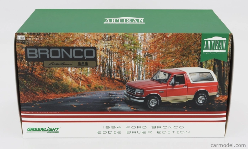 Greenlight Ford usa Bronco 1994 - Eddie Bauer Edition 1:18 Červená Zlatá Bílá