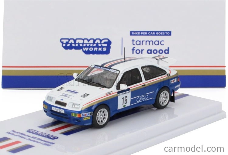 Tarmac Ford england Sierra Rs500 Cosworth N 16 Rally Nový Zéland 1989 Saeed Al-hajri - Steve Bond 1:64 Modrá biela