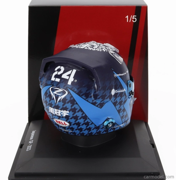 Spark-model Bell helmet F1 Casco Helmet Alfa Romeo C43 Team Stake N 24 Japan Gp 2023 Guanyu Zhou 1:5 Blue