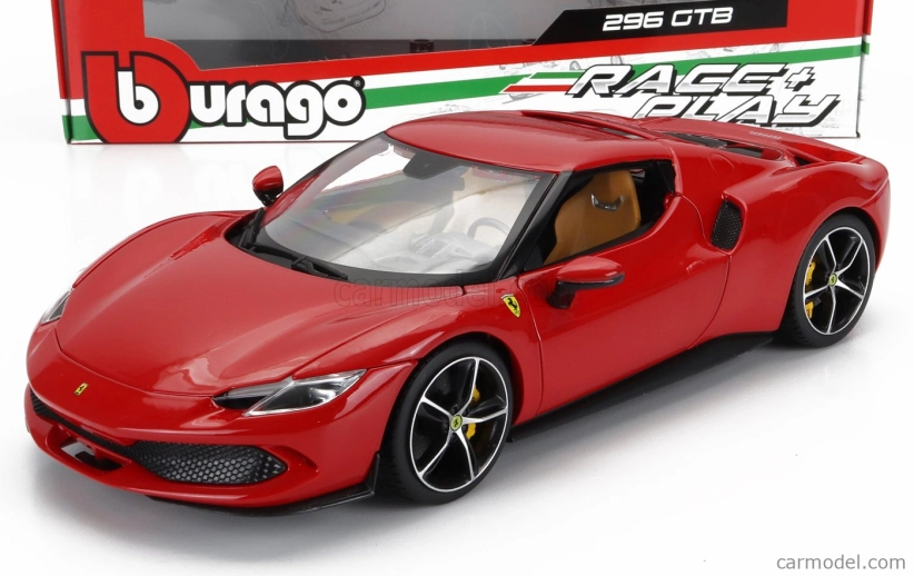 Bburago Ferrari 296 Gtb Hybrid 830hp V6 2021 – Exclusive Carmodel 1:18 Rosso Corsa – červená