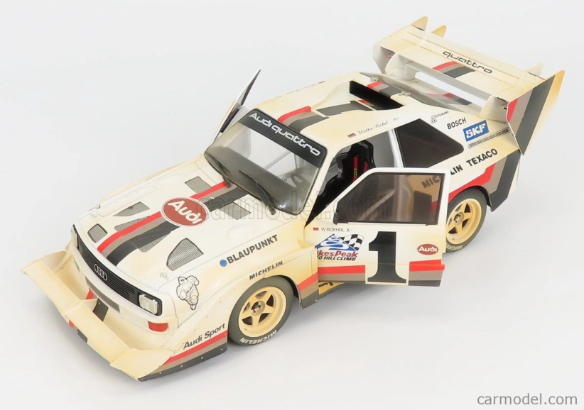Cmr Audi Quattro Sport S1 E2 N 1 Winner Rally Pikes Peak Hill Climb - Dirty Version - 1987 W.rohrl 1:18 Žlutá Bílá Červená