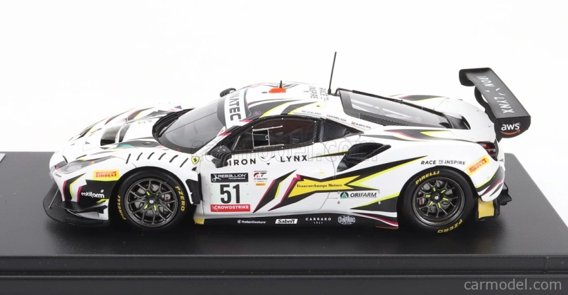 Looksmart Ferrari 488 Gt3 Evo 3.9l Turbo V8 Team Iron Lynx N 51 9. 24h Spa 2022 James Calado - Miguel Molina - Nicklas Nielsen 1:43 Biela čierna