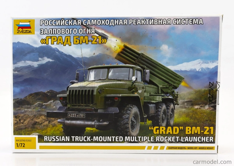 Zvezda Truck Grad Bm-21 Russian Mounted Multiple Rocket Launcher Lancia Missili 1:72 /