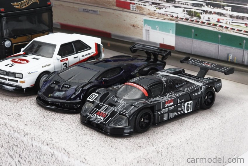 Mattel hot wheels Audi Set 4x Euro Hauler Car Transporter - Quattro Sport N 3 - Lamborghini Essenza - Sauber Mercedes N 61 24h Le Mans 1:64 Různé