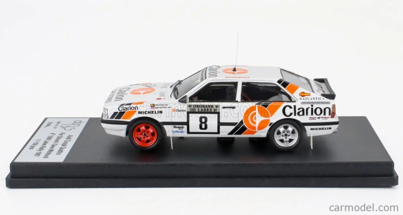 Trofeu Audi Quattro Coupe N 8 Rally 1000 Lakes 1987 Per Eklund - Dave Whittock 1:43 Bílá Modrá Oranžová
