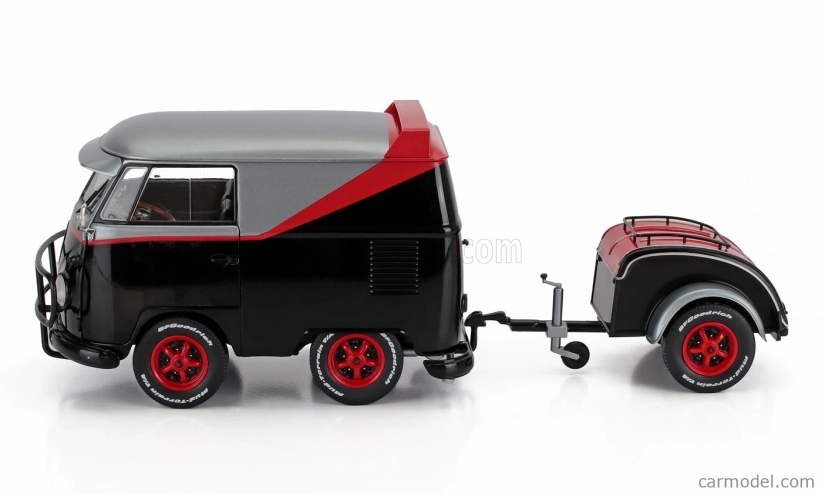 Solido Volkswagen T1 Van Kool Combi Sport With Trailer 1950 1:18 Černá Stříbrná Červená