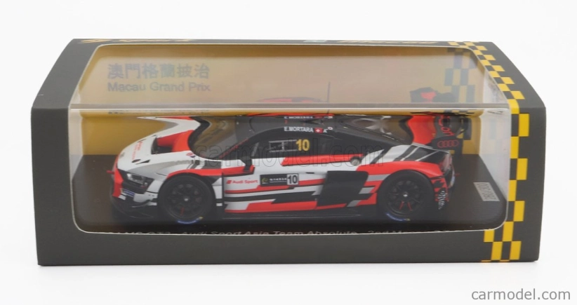 Spark-model Audi R8 Lms Gt3 Team Audi Sport Asia Absolute N 10 2nd Gt Cup Macau 2022 E.mortara 1:43 Bílá Červená