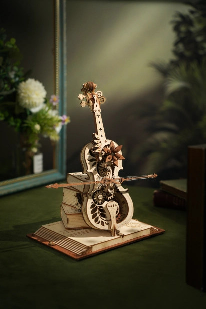 RoboTime 3D dřevěné mechanické puzzle Kouzelné violoncello - poškozený obal