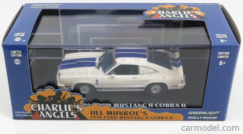 Greenlight Ford usa Shelby Mustang Ii Cobra Ii 1976 - Charlieho anjeli (auto Jill Munroe) 1:43 bielo modrá