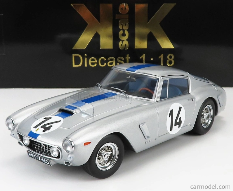 Kk-scale Ferrari 250gt Swb 3.0l V12 Team Noblet N 14 3rd 24h Le Mans 1961 P.noblet - J.guichet 1:18 Silver Blue