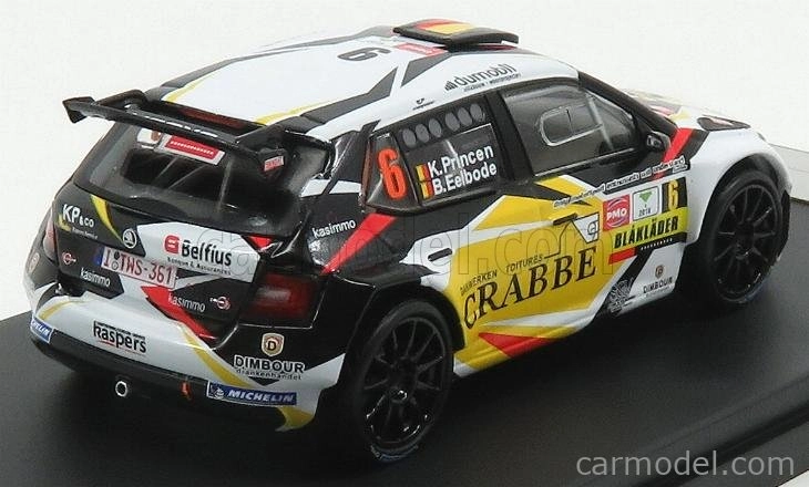 Minipartes Škoda Fabia R5 N 6 Rally Ypres 2018 K.princen - B.eelbode 1:43 Bílá Černá Žlutá