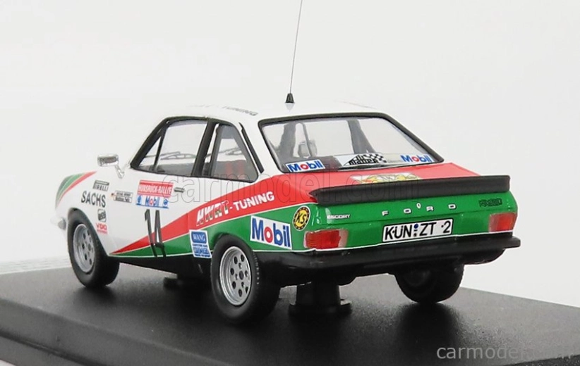 Trofeu Ford england Escort Mkii Rs 2000 N 14 Rally Hunsruck 1984 M.werner - M.feltz 1:43 Biela červená zelená