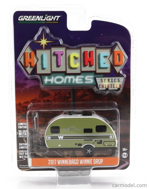 Greenlight Trailer Winnebago Winnie Drop Roulotte 2017 1:64 Zelená Bílá