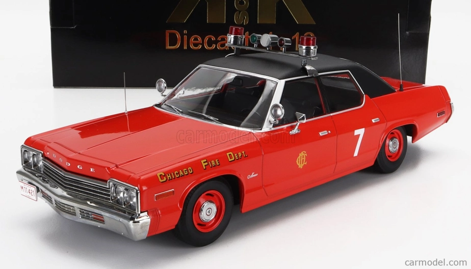 Kk-scale Dodge Monaco N 7 Chicago Fire Engine Department 1974 1:18 Červená Černá