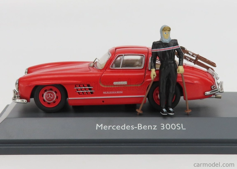 Schuco Mercedes benz 300sl Coupe Gullwing (w198) 1954 - Con Sci - With Figure And Ski 1:43 Red