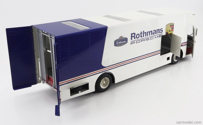 Schuco Mercedes benz O317 Truck Car Transporter Porsche Rothmans 1984 1:18 Bílá Modrá