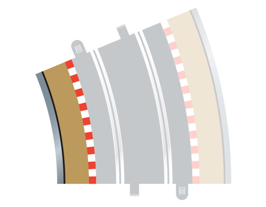 Rozšírenie trate SCALEXTRIC C8282 – Border, Kerb & Barrier – Curve – R4 – 22.5DEG Inner