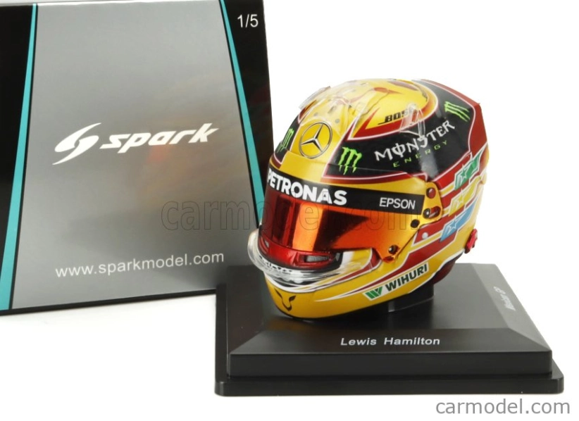Spark-model prilby Bell Casco Helma F1 Lewis Hamilton Majster sveta Team Amg Petronas W08 N 44 Winner Mexico Gp 2017 1:5 Yellow