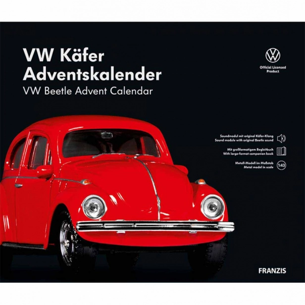 Franzis adventný kalendár VW Beetle so zvukom 1:43, červená
