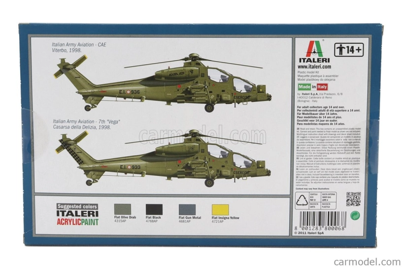Italeri Agusta westland A129 Mangusta Helicopter Military 1983 1:72 /