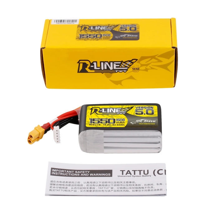 Tattu batéria LiPo R-Line Version 5.0 1550mAh 14.8V 150C 4S1P XT60 Plug | RCprofi.sk