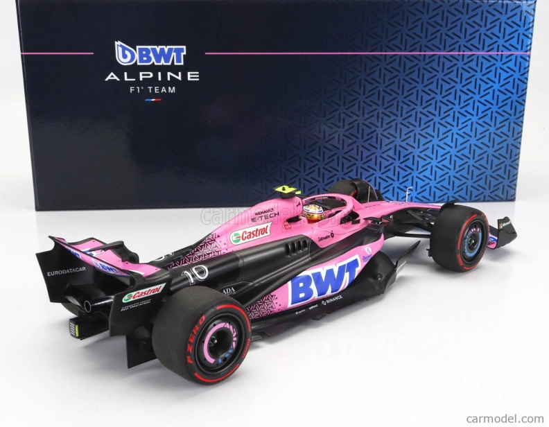 Minichamps Renault F1 A523 Team Bwt Alpine N 10 9th Bahrain Gp With Pit Board 2023 Pierre Gasly 1:18 Pink Black Blue