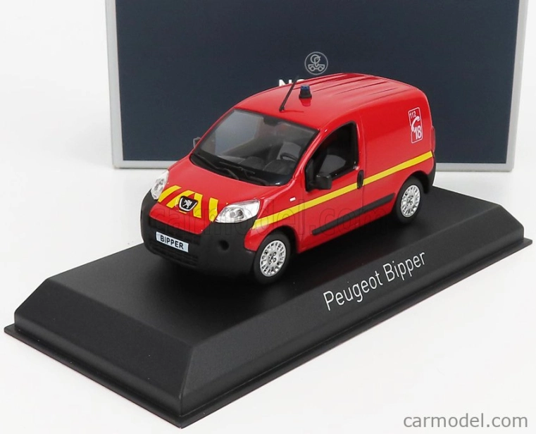 Norev Peugeot Bipper Van Fire Engine 2009 1:43 Červená Žlutá