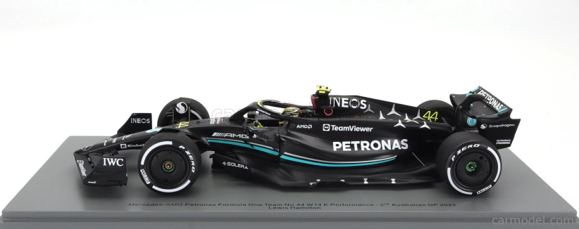 Spark-model Mercedes gp F1 W14 Team Mercedes-amg Petronas Formula One N 44 2nd Australian Gp 2023 Lewis Hamilton 1:18 Matt Black