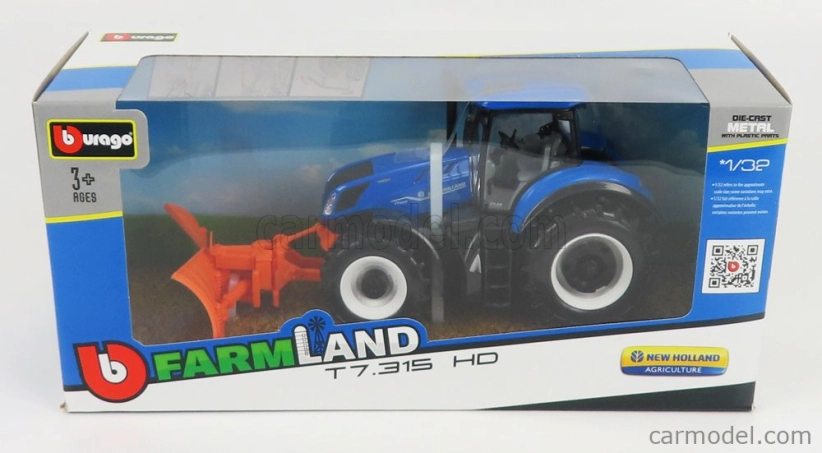 Bburago New holland T7.315 Tractor 2009 1:32 Modrá Oranžová