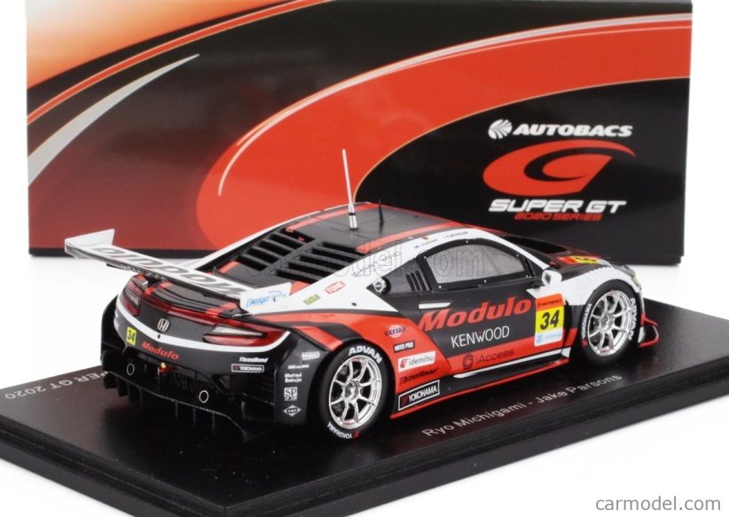 Spark-model Honda Nsx Gt3 Team Modulo Drago Corse N 34 Gt300 Class Super Gt 2020 Ryo Michigami - Jake Parson 1:43 Červená čierna biela