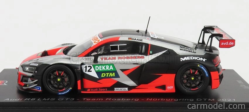 Iskrový model Audi R8 Lms Gt3 Team Rosberg N 12 Dtm Nurburgring 2021 C.haase 1:43 Red Silver Black