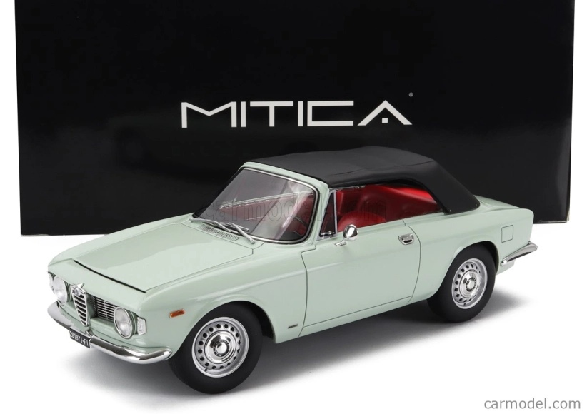 Mitica Alfa romeo Giulia 1600 Gtc Cabriolet Uzavretý 1964 - Interiér Červená 1:18 Azzurro Spazio - Svetlomodrá