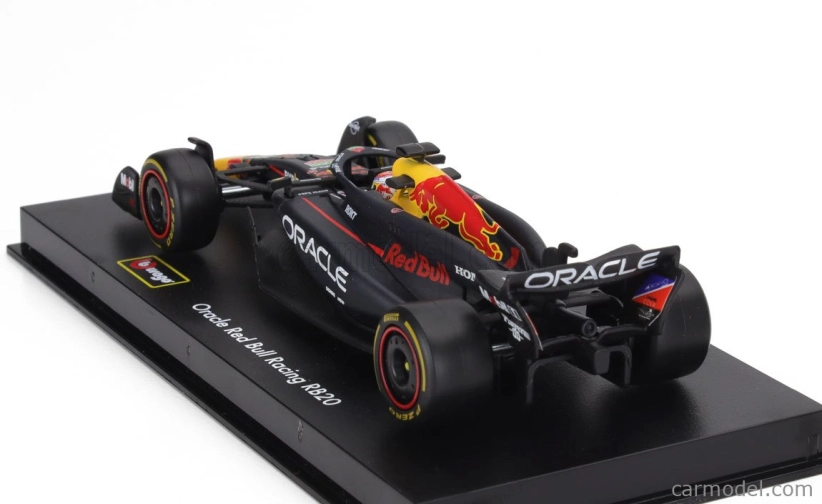 Bburago Red bull F1  Rb20 Team Oracle Red Bull Racing N 1 World Champion Season 2024 Max Verstappen - With Pilot And Showcase 1:43 Modrá Žlutá Červená