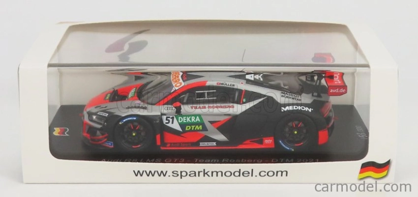 Spark-model Audi R8 Lms Gt3 Team Rosberg N 51 Dtm Season 2021 N.muller 1:43 Silver Red