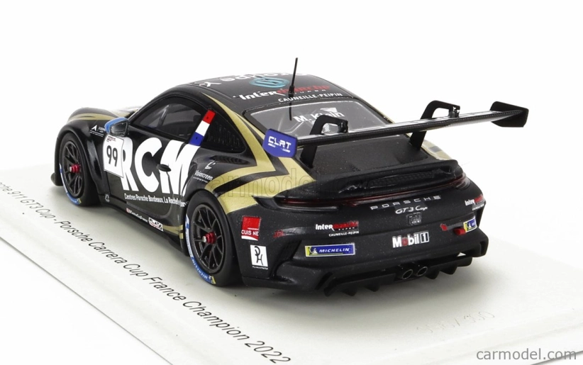 Spark-model Porsche 911 991-2 Gt3 Team Rcm N 99 Champion France Porsche Carrera Cup Season 2022 M.klein 1:43 Black